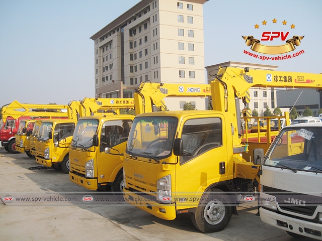 Front side view of ISUZU Truck Mounted Crane and Aerial Platform